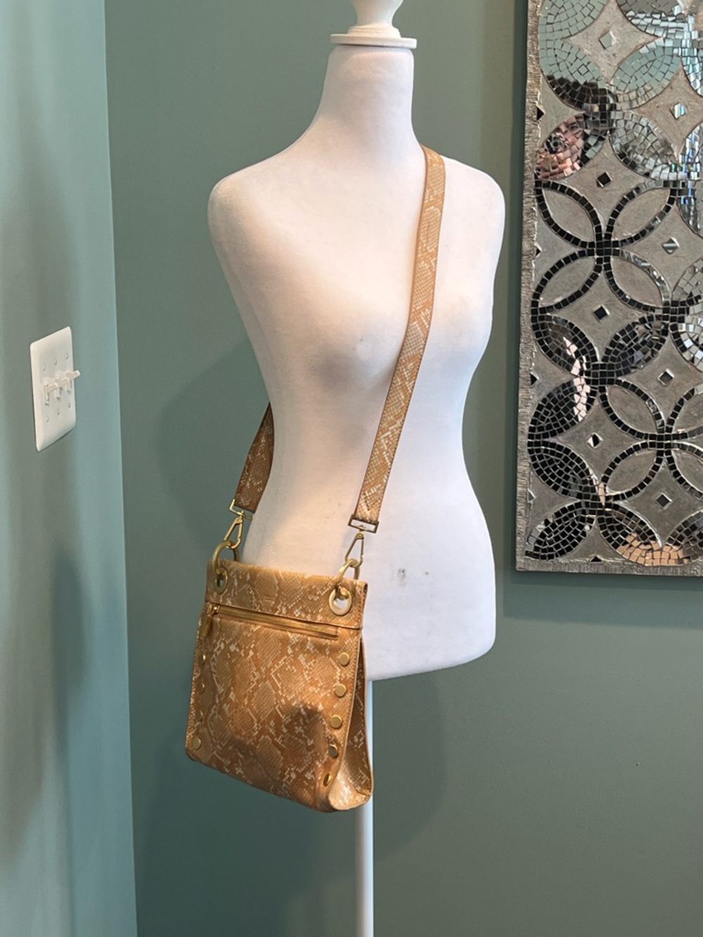 Hammitt Tony Medium Toast Snake Crossbody Bag